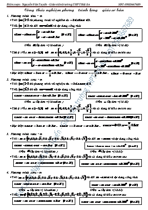 Công thức nghiệm phương trình lượng giác cơ bản - Nguyễn Văn Tuyến